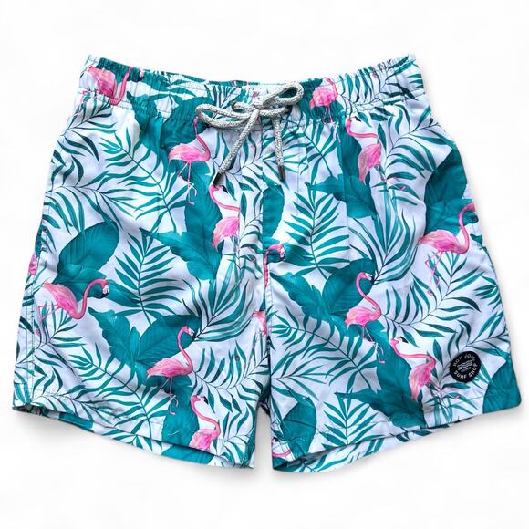 Endless Summer Ron Jon Flamingo Tropical Board Shorts Swim Suit Trunks Surf M - Picture 1 of 15